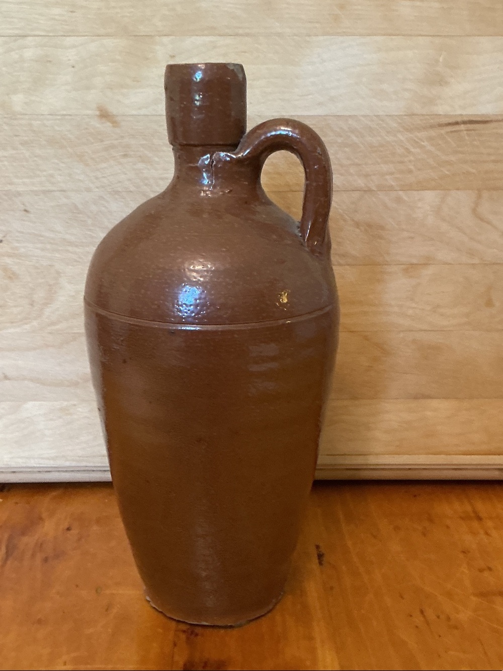 Vintage Brown Pottery Jug Vase - Home Art Decorative Pitcher